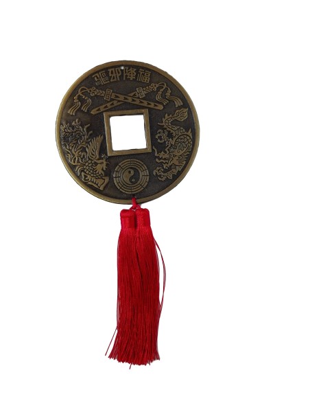Photo de Suspension pièce chinoise géante 12 cm - encens.business - Boutique ésotérique en ligne - vente de Suspension pièce chinoise 
