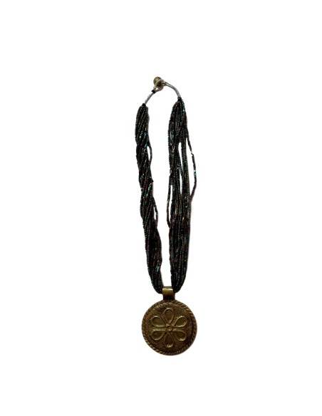 Photo de Collier en perle rainbow avec amulette fleur - encens.business - Boutique ésotérique en ligne - vente de Collier en perle rai