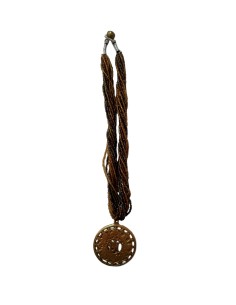 Photo de Collier en perle dorée et marron avec amulette Om et fleur de vie - encens.business - Boutique ésotérique en ligne - vente de