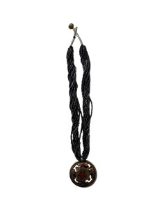 Photo de Collier en perle grise avec double amulette Om népalais - encens.business - Boutique ésotérique en ligne - vente de Collier e