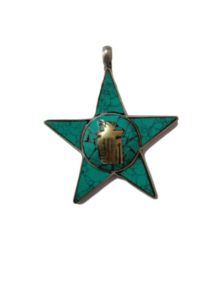 Photo de Amulette étoile émail poudre de turquoise - encens.business - Boutique ésotérique en ligne - vente de Amulette étoile émail p