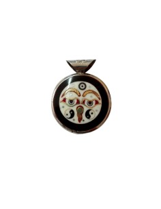 Photo de Amulette double en émail masque de Bouddha et OM - encens.business - Boutique ésotérique en ligne - vente de Amulette double 