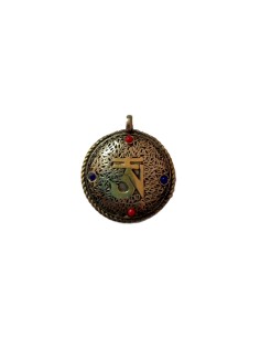 Photo de Amulette double Om sanscrit en métal doré petit modèle - encens.business - Boutique ésotérique en ligne - vente de Amulette d