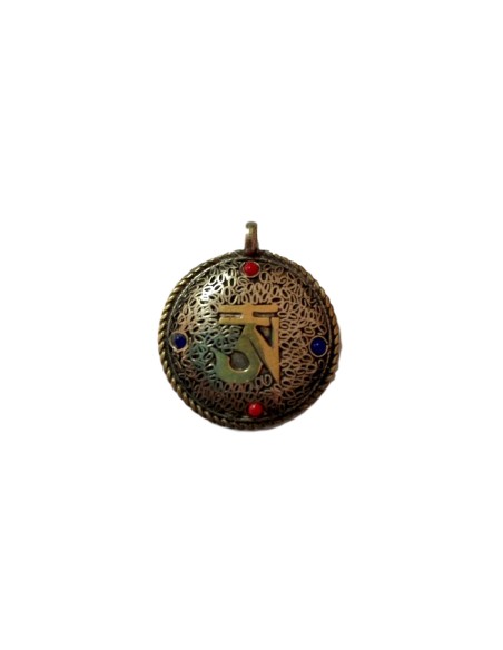 Photo de Amulette double Om sanscrit en métal doré petit modèle - encens.business - Boutique ésotérique en ligne - vente de Amulette d