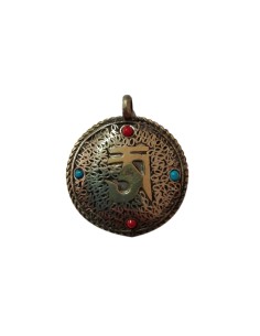 Photo de Amulette double Om sanscrit en métal doré grand modèle - encens.business - Boutique ésotérique en ligne - vente de Amulette d