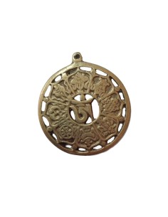 Photo de Amulette Om roue de la vie en métal doré - encens.business - Boutique ésotérique en ligne - vente de Amulette Om roue de la v
