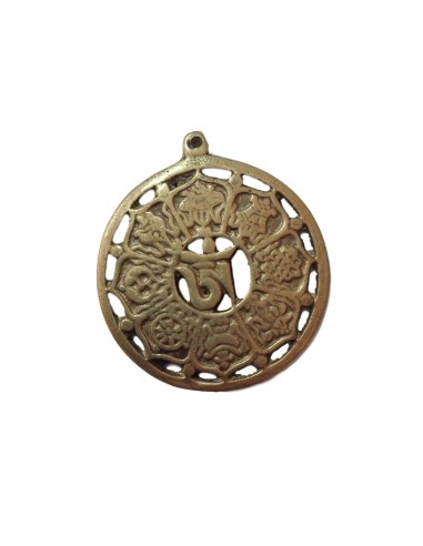 Photo de Amulette Om roue de la vie en métal doré - encens.business - Boutique ésotérique en ligne - vente de Amulette Om roue de la v