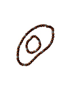 Photo de Parure ethnique bois clair et  argenté - encens.business - Boutique ésotérique en ligne - vente de Parure ethnique bois clair