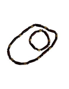 Photo de Parure ethnique bois foncé et doré - encens.business - Boutique ésotérique en ligne - vente de Parure ethnique bois foncé et 