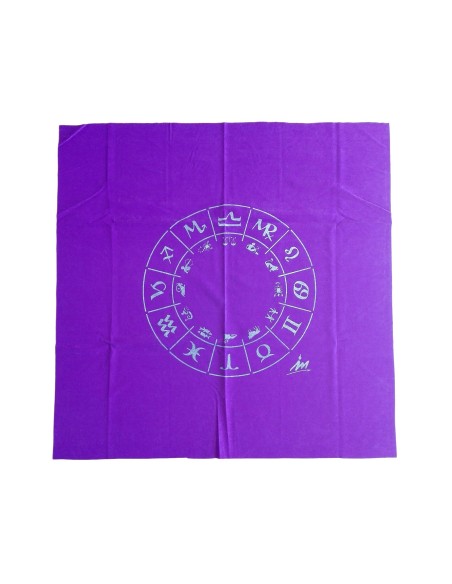 Photo de Tapis de tirage de cartomancie violet Zodiac - encens.business - Boutique ésotérique en ligne - vente de Tapis de tirage de c