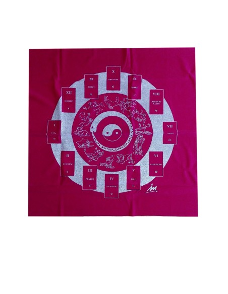 Photo de Tapis de tirage de cartomancie rouge Yin & Yang - encens.business - Boutique ésotérique en ligne - vente de Tapis de tirage d