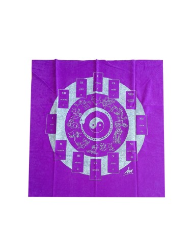 Photo de Tapis de tirage de cartomancie violet Yin & Yang - encens.business - Boutique ésotérique en ligne - vente de Tapis de tirage 