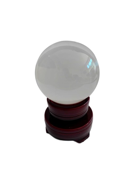 Photo de Boule de cristal de 7 cm avec support en bois - encens.business - Boutique ésotérique en ligne - vente de Boule de cristal de