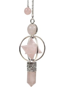 Photo de Pendule Sphèrerkaba en pierre semi précieuse quartz rose - encens.business - Boutique ésotérique en ligne - vente de Pendule 