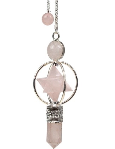 Photo de Pendule Sphèrerkaba en pierre semi précieuse quartz rose - encens.business - Boutique ésotérique en ligne - vente de Pendule 