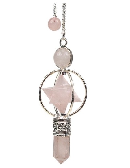 Photo de Pendule Sphèrerkaba en pierre semi précieuse quartz rose - encens.business - Boutique ésotérique en ligne - vente de Pendule 
