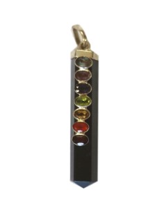 Photo de Pendentif 7 chakras pointe en tourmaline - encens.business - Boutique ésotérique en ligne - vente de Pendentif 7 chakras poin