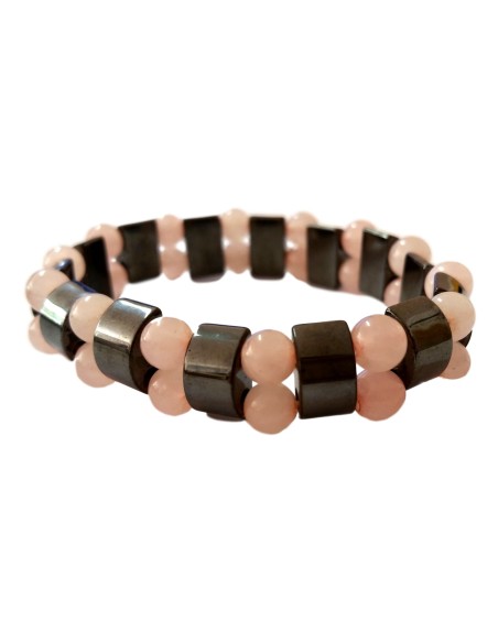 Photo de Gourmette magnétique en hématite et quartz rose - encens.business - Boutique ésotérique en ligne - vente de Gourmette magnéti