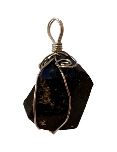 Photo de pendentif brut enchassé en tourmaline - encens.business - Boutique ésotérique en ligne - vente de pendentif brut enchassé en 