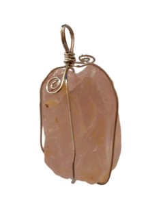 Photo de pendentif brut enchassé en quartz rose - encens.business - Boutique ésotérique en ligne - vente de pendentif brut enchassé en
