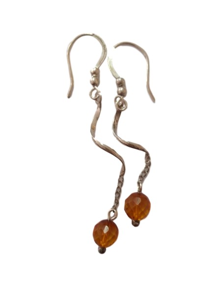 Photo de Boucle d'oreille argent et ambre - encens.business - Boutique ésotérique en ligne - vente de Boucle d'oreille argent et ambre