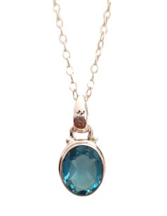 Photo de Pendentif cerclé en argent et topaze bleu avec sa chaîne - encens.business - Boutique ésotérique en ligne - vente de Pendenti