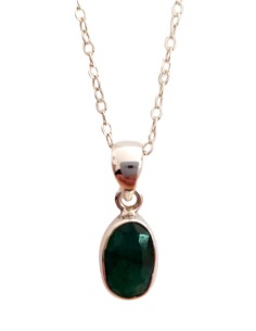 Photo de Pendentif cerclé en argent et emeraude avec sa chaîne - encens.business - Boutique ésotérique en ligne - vente de Pendentif c