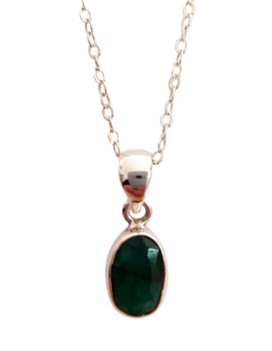 Photo de Pendentif cerclé en argent et emeraude avec sa chaîne - encens.business - Boutique ésotérique en ligne - vente de Pendentif c