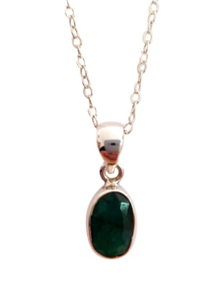 Photo de Pendentif cerclé en argent et emeraude avec sa chaîne - encens.business - Boutique ésotérique en ligne - vente de Pendentif c
