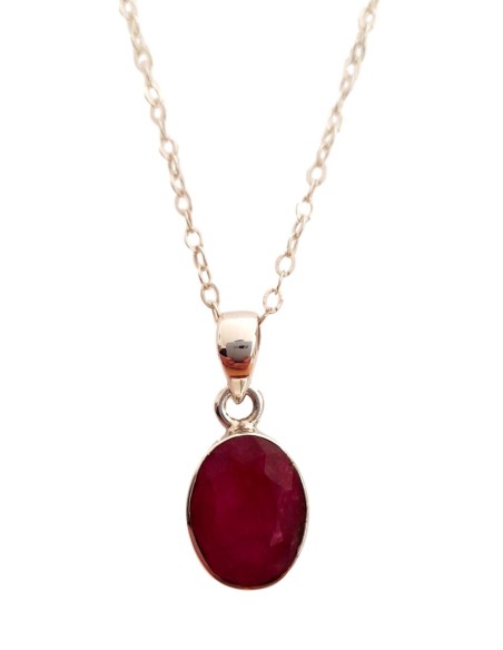 Photo de Pendentif cerclé en argent et rubis avec sa chaîne - encens.business - Boutique ésotérique en ligne - vente de Pendentif cerc