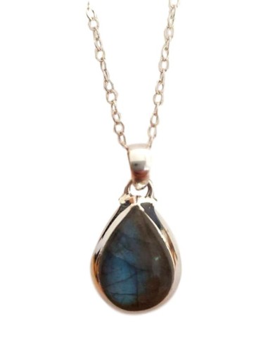 Photo de Pendentif cerclé en argent et labradorite avec sa chaîne - encens.business - Boutique ésotérique en ligne - vente de Pendenti
