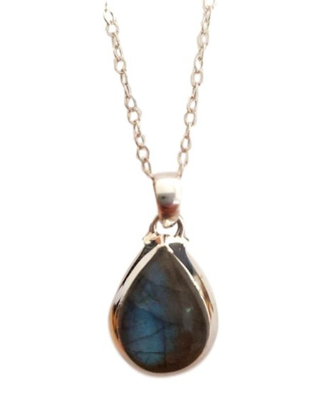 Photo de Pendentif cerclé en argent et labradorite avec sa chaîne - encens.business - Boutique ésotérique en ligne - vente de Pendenti