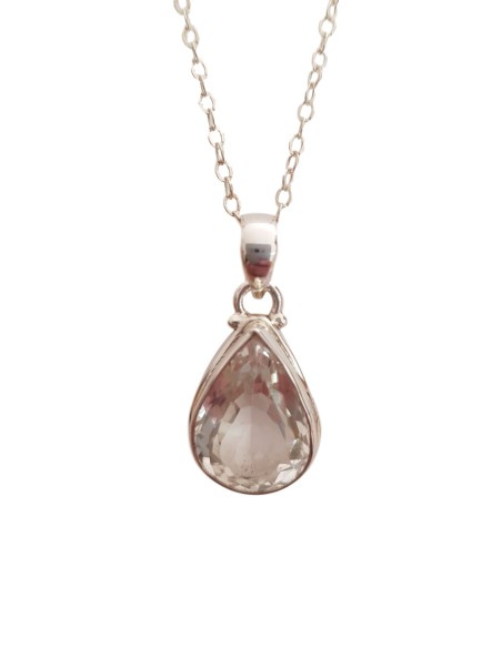 Photo de Pendentif cerclé en argent et cristal faceté avec sa chaîne - encens.business - Boutique ésotérique en ligne - vente de Pende