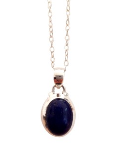 Photo de Pendentif cerclé en argent et lapi lazuli avec sa chaîne - encens.business - Boutique ésotérique en ligne - vente de Pendenti