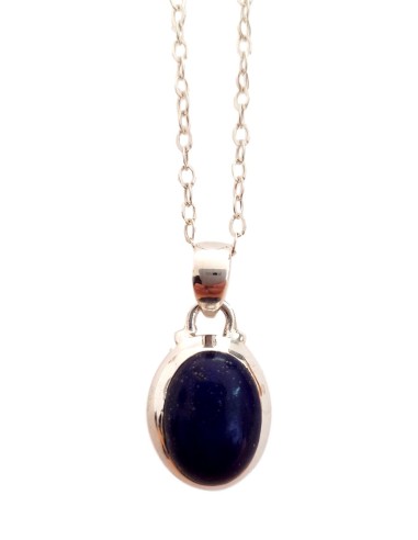 Photo de Pendentif cerclé en argent et lapi lazuli avec sa chaîne - encens.business - Boutique ésotérique en ligne - vente de Pendenti