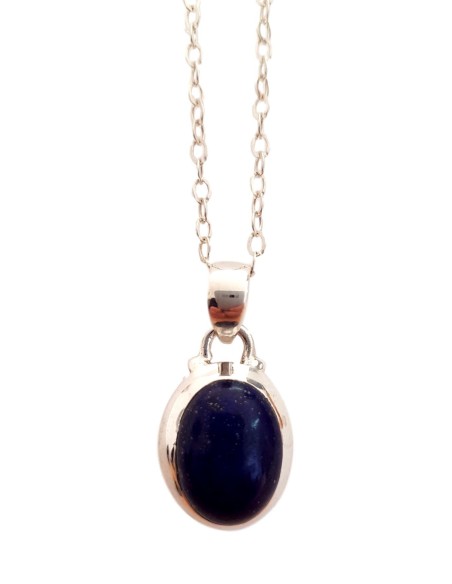 Photo de Pendentif cerclé en argent et lapi lazuli avec sa chaîne - encens.business - Boutique ésotérique en ligne - vente de Pendenti