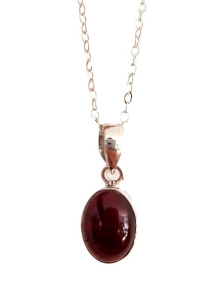 Photo de Pendentif cerclé en argent et hessonite avec sa chaîne - encens.business - Boutique ésotérique en ligne - vente de Pendentif 