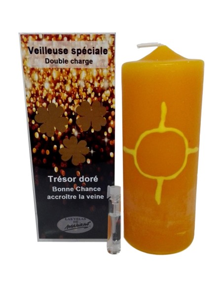 Photo de Bougie ésotérique Mariano "double charge" Trésor doré - encens.business - Boutique ésotérique en ligne - vente de Bougie ésot