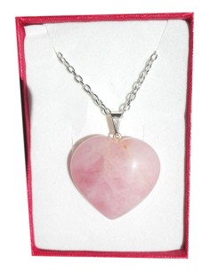 Photo de Pendentif coeur en Quartz rose avec sa chaîne en argent - encens.business - Boutique ésotérique en ligne - vente de Pendentif