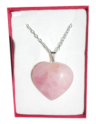 Photo de Pendentif coeur en Quartz rose avec sa chaîne en argent - encens.business - Boutique ésotérique en ligne - vente de Pendentif