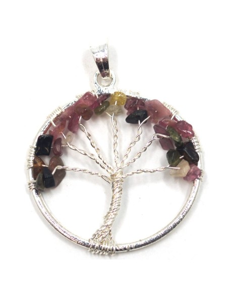 Photo de Pendentif arbre de vie en tourmaline multicolore - encens.business - Boutique ésotérique en ligne - vente de Pendentif arbre 