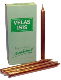 Photo de Boîte de 18 bougies Velas Isis I cuivre - encens.business - Boutique ésotérique en ligne - vente de Boîte de 18 bougies Velas