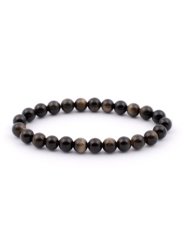 Bracelet 6 mm en obsidienne dorée - encens.business