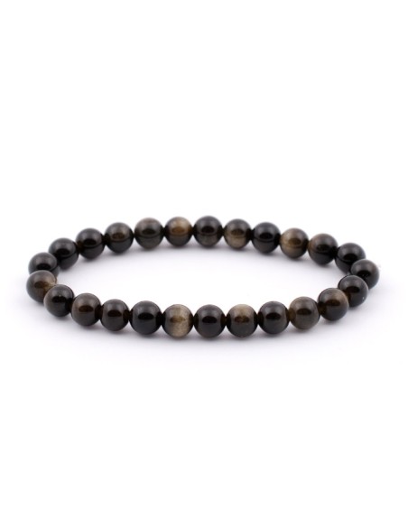 Bracelet 6 mm en obsidienne dorée - encens.business