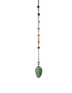 Photo de Pendule conique lisse en aventurine avec chaîne 7 chakras - encens.business - Boutique ésotérique en ligne - vente de Pendule
