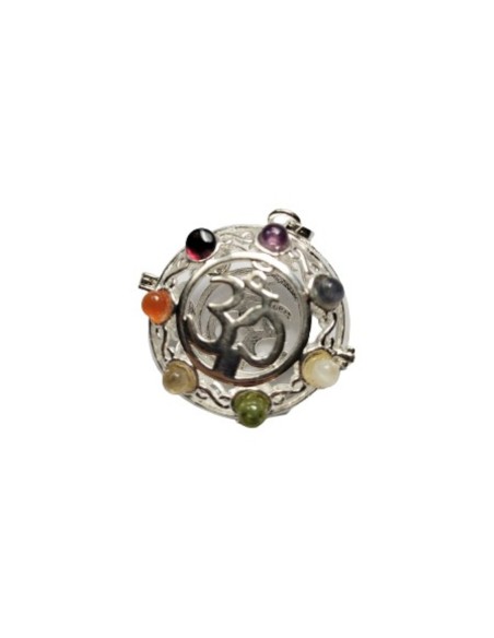 Photo de Pendentif cage 7 chakras symbole Aum - encens.business - Boutique ésotérique en ligne - vente de Pendentif cage 7 chakras sym