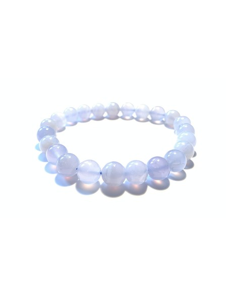 Bracelet 8 mm en calcédoine bleue - encens.business