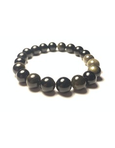 Bracelet 10/12 mm en Obsidienne argentée - encens.business
