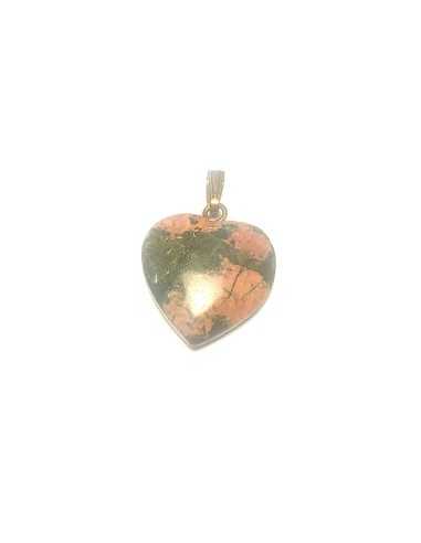 Pendentif coeur en Unakite - encens.business | Minéraux