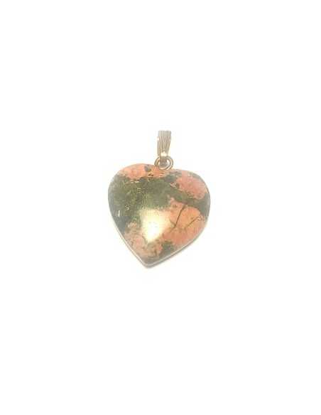 Pendentif coeur en Unakite - encens.business | Minéraux